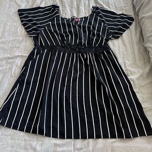 BloomChic Black and White Striped Lace-Waist Dress